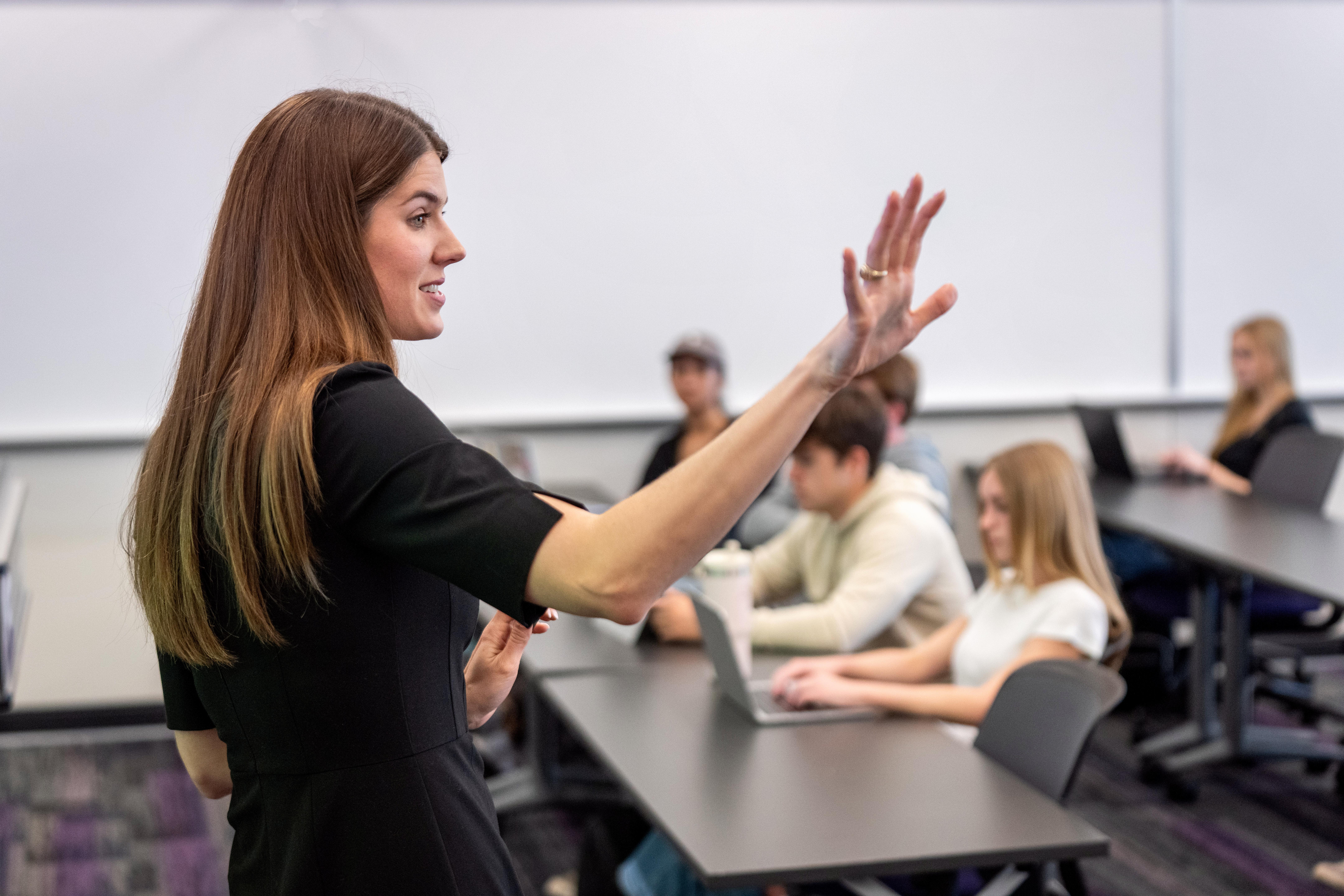 A series of images featuring students, faculty and staff in TCU's Neeley School of Business in the classroom and around the campus on March 2, 2026. Photo by Jeffrey McWhorter.